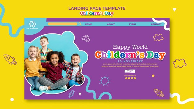 Modello di pagina di destinazione per il giorno dei bambini