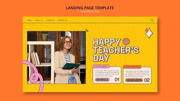 Modello di pagina di destinazione per il giorno dell'insegnante di design piatto
