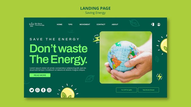 Modello di pagina di destinazione per il risparmio energetico