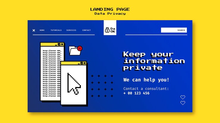 PSD gratuito modello di pagina di destinazione per il servizio di sicurezza informatica