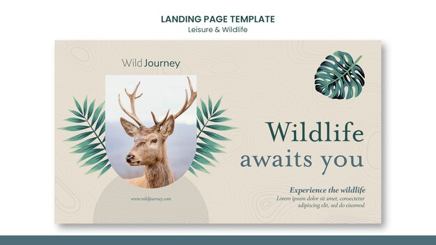 Modello di pagina di destinazione per il tempo libero e la fauna selvatica