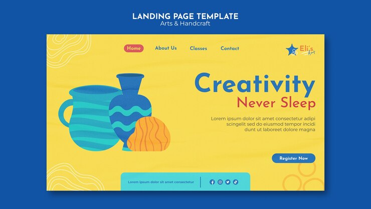 PSD gratuito modello di pagina di destinazione per l'arte e l'artigianato