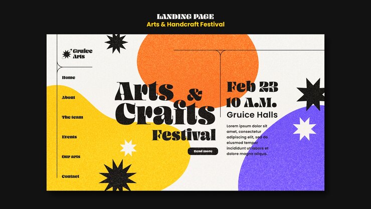 PSD gratuito modello di pagina di destinazione per l'arte e l'artigianato
