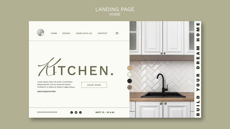 PSD gratuito modello di pagina di destinazione per l'interior design e lo stile della casa
