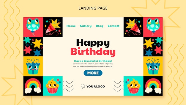 Modello di pagina di destinazione per la celebrazione del compleanno dei bambini