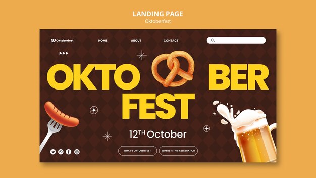Modello di pagina di destinazione per la celebrazione del festival della birra Oktoberfest