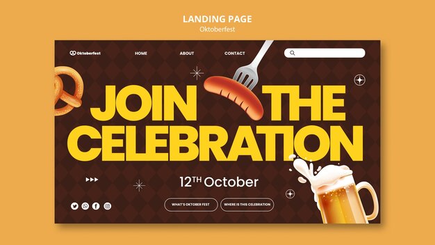 Modello di pagina di destinazione per la celebrazione del festival della birra Oktoberfest