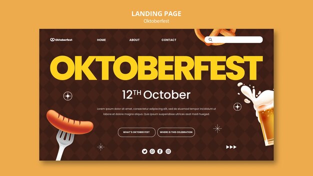 Modello di pagina di destinazione per la celebrazione del festival della birra Oktoberfest