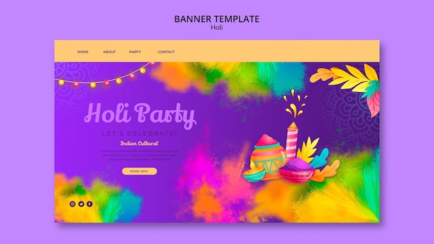 Modello di pagina di destinazione per la celebrazione del festival di Holi