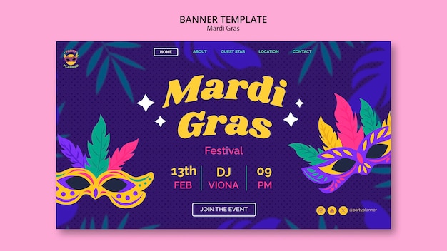 Modello di pagina di destinazione per la celebrazione del Mardi Gras