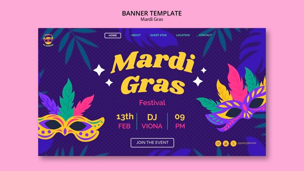 Modello di pagina di destinazione per la celebrazione del Mardi Gras
