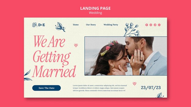 Modello di pagina di destinazione per la celebrazione del matrimonio