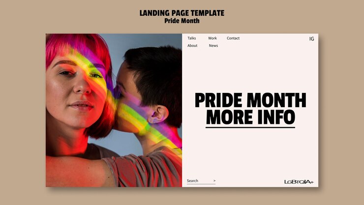 PSD gratuito modello di pagina di destinazione per la celebrazione del mese dell'orgoglio