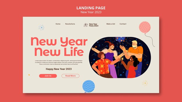 Modello di pagina di destinazione per la celebrazione del nuovo anno