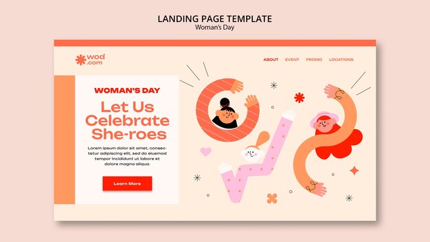 Modello di pagina di destinazione per la celebrazione della festa della donna