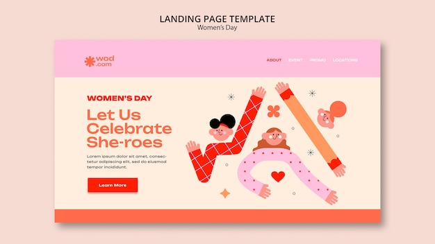 Modello di pagina di destinazione per la celebrazione della festa della donna