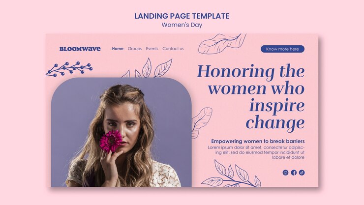 PSD gratuito modello di pagina di destinazione per la celebrazione della festa della donna