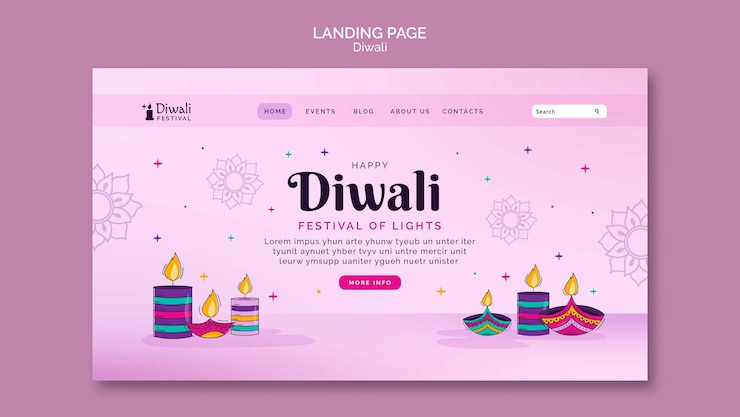 PSD gratuito modello di pagina di destinazione per la celebrazione di diwali