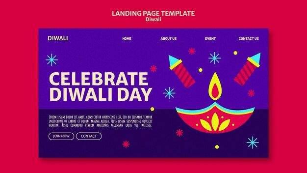 Modello di pagina di destinazione per la celebrazione di Diwali
