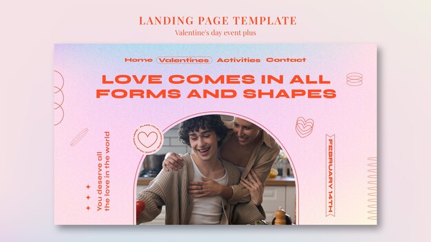 Modello di pagina di destinazione per la celebrazione di San Valentino
