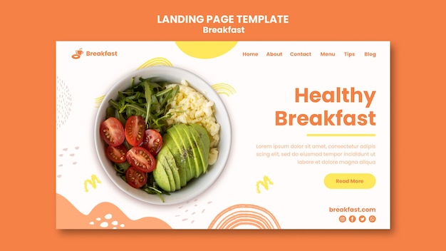 Modello di pagina di destinazione per la colazione deliziosa