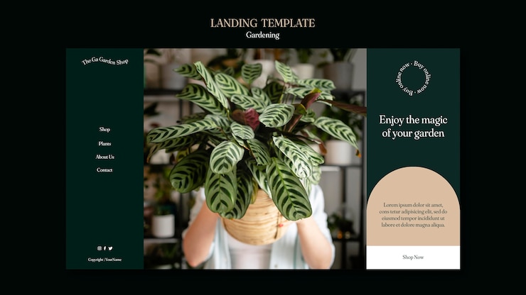 PSD gratuito modello di pagina di destinazione per la coltivazione di piante da interno