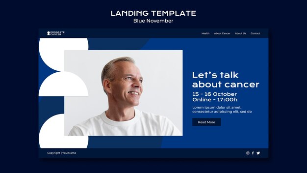 Modello di pagina di destinazione per la consapevolezza del cancro alla prostata