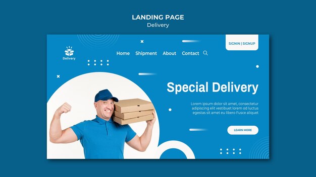 Modello di pagina di destinazione per la consegna speciale