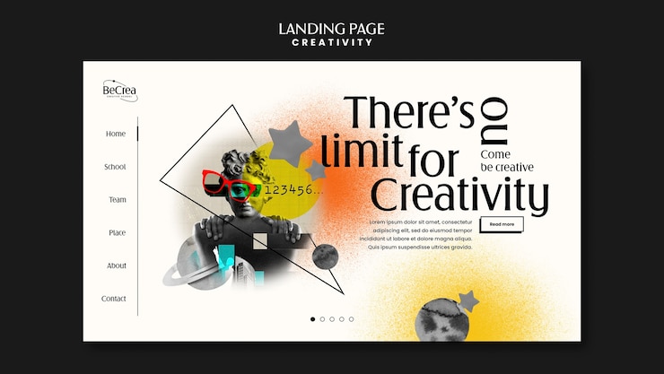 PSD gratuito modello di pagina di destinazione per la creatività