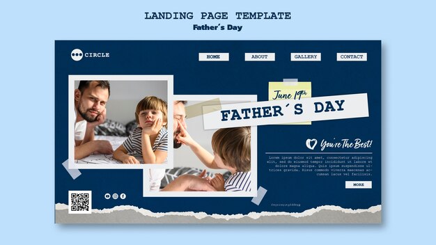 Modello di pagina di destinazione per la festa del papà con design di carta strappata