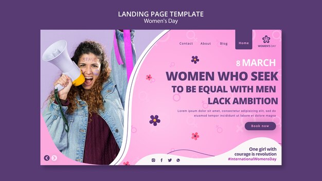Modello di pagina di destinazione per la festa della donna