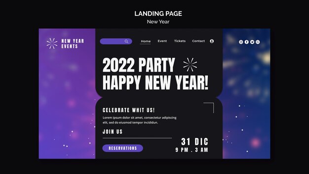 Modello di pagina di destinazione per la festa di capodanno festivo