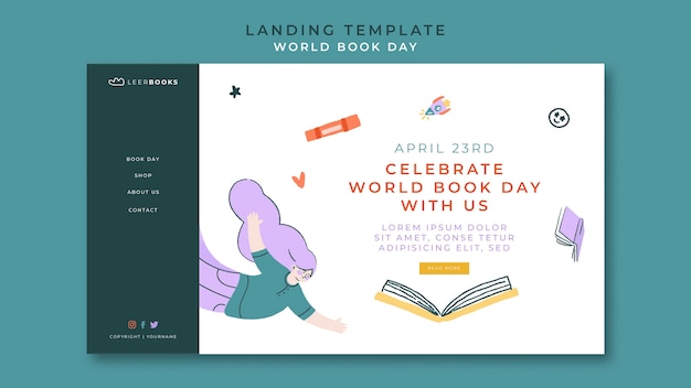 Modello di pagina di destinazione per la giornata mondiale del libro