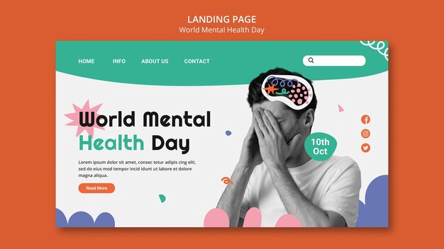 Modello di pagina di destinazione per la Giornata Mondiale della Salute Mentale