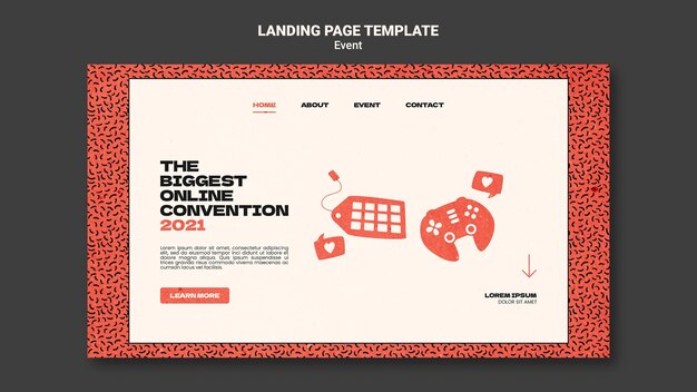 Modello di pagina di destinazione per la più grande convezione online 2021