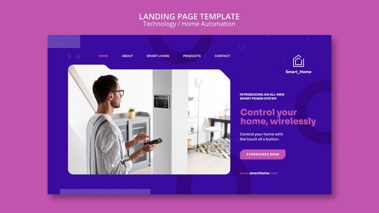 PSD gratuito modello di pagina di destinazione per la tecnologia di controllo touch