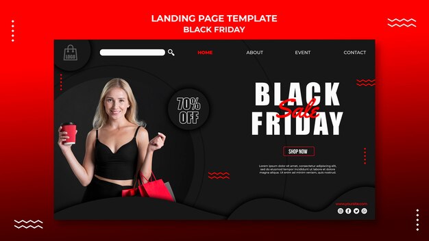 Modello di pagina di destinazione per la vendita del venerdì nero