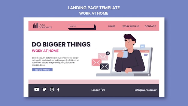Modello di pagina di destinazione per lavorare da casa