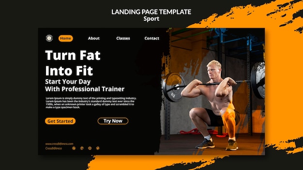 Modello di pagina di destinazione per lezioni di sport e fitness