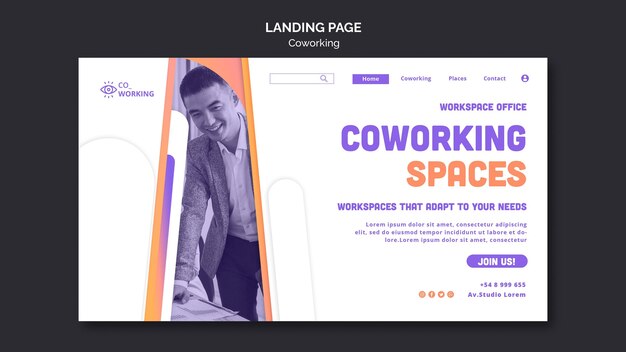 Modello di pagina di destinazione per lo spazio di coworking
