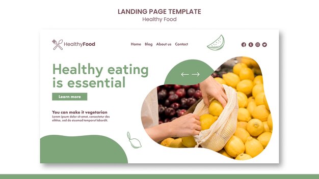 Modello di pagina di destinazione per mangiare sano