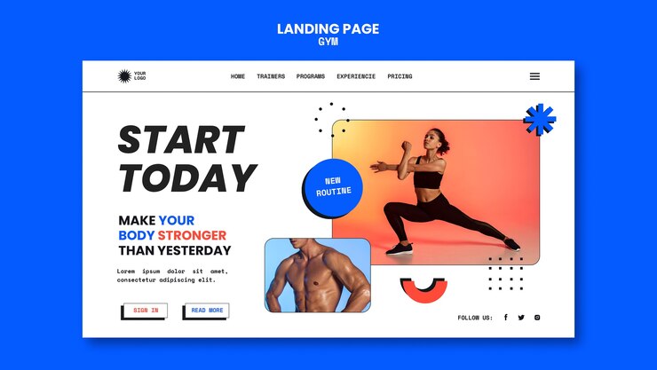 PSD gratuito modello di pagina di destinazione per palestra e fitness