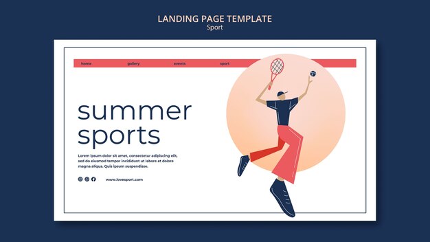 Modello di pagina di destinazione per sport e atletismo