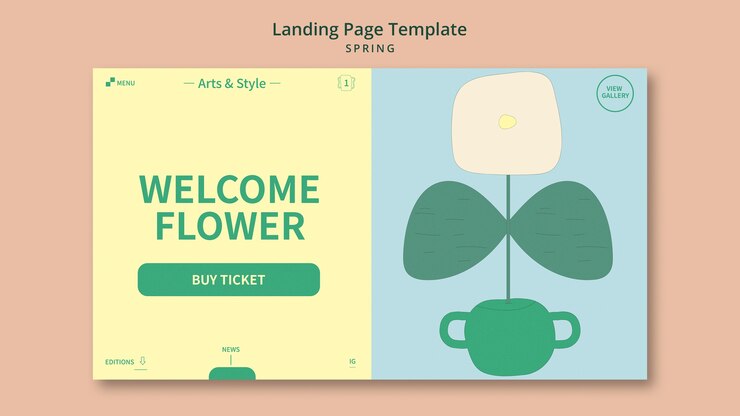 PSD gratuito modello di pagina di destinazione primaverile con fiore