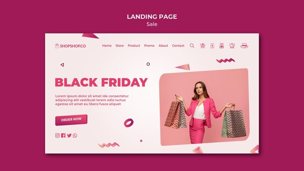 Modello di pagina di destinazione venerdì nero