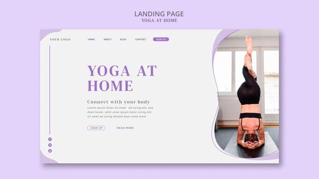 Modello di pagina di destinazione yoga a casa