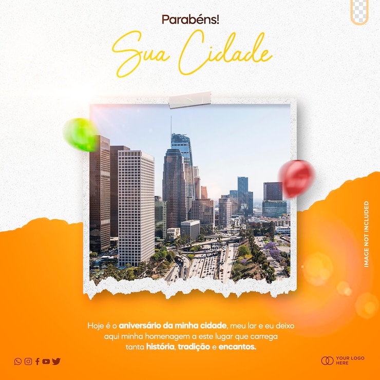 PSD gratuito modello di post design dei social media per l'anniversario della città
