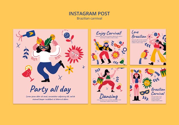 Modello di post di instagram del carnevale brasiliano