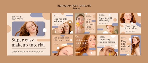Modello di post di instagram del concetto di bellezza
