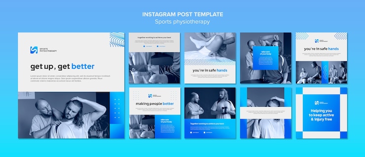 PSD gratuito modello di post di instagram di fisioterapia gradiente